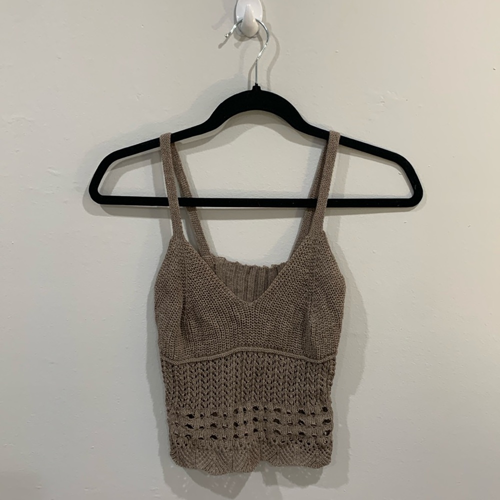 Brown knit crop top from Greece